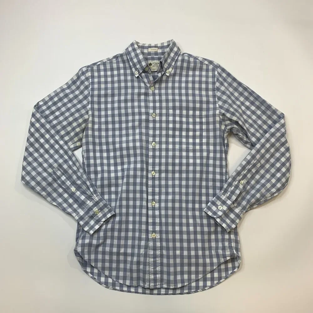 J.Crew Tailored Fit Shirt Men XS Extra Small Gingham Check Button Up *READ